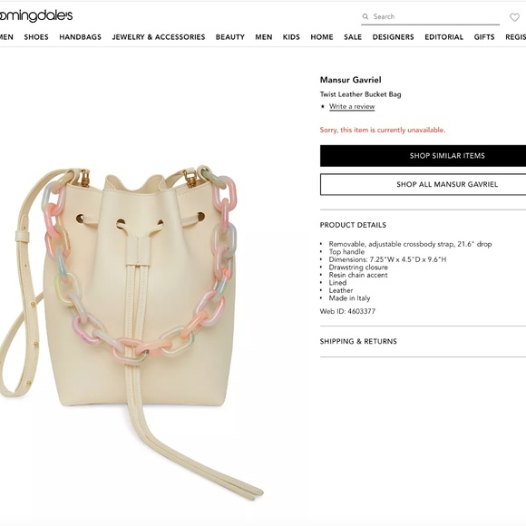 Mansur Gavriel Twist Leather Bucket Bag with Resin Chain - Picture 5 of 13